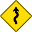 标志: 弯曲路在前