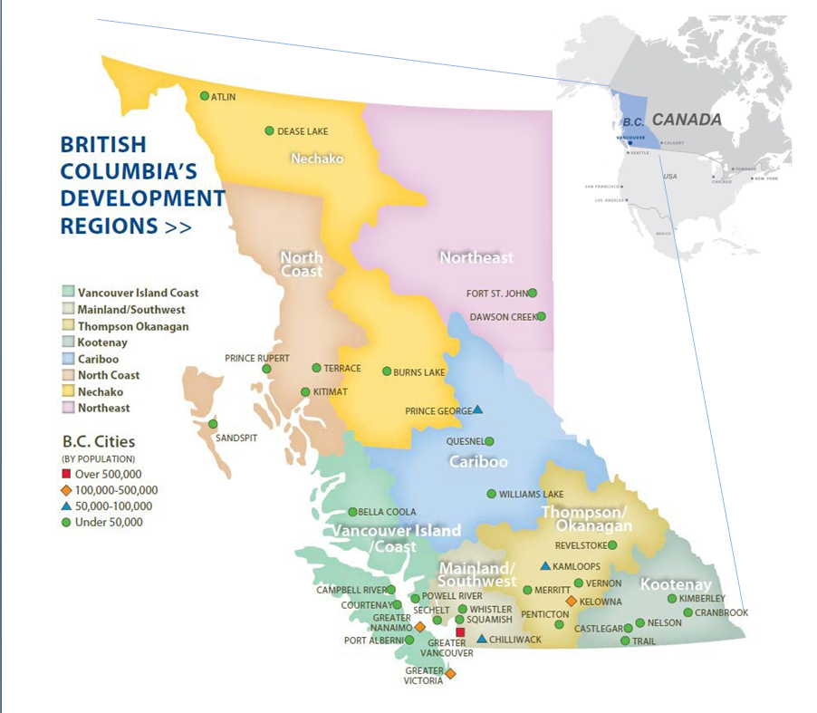BC省8大经济发展区域 BC's Development Regions 